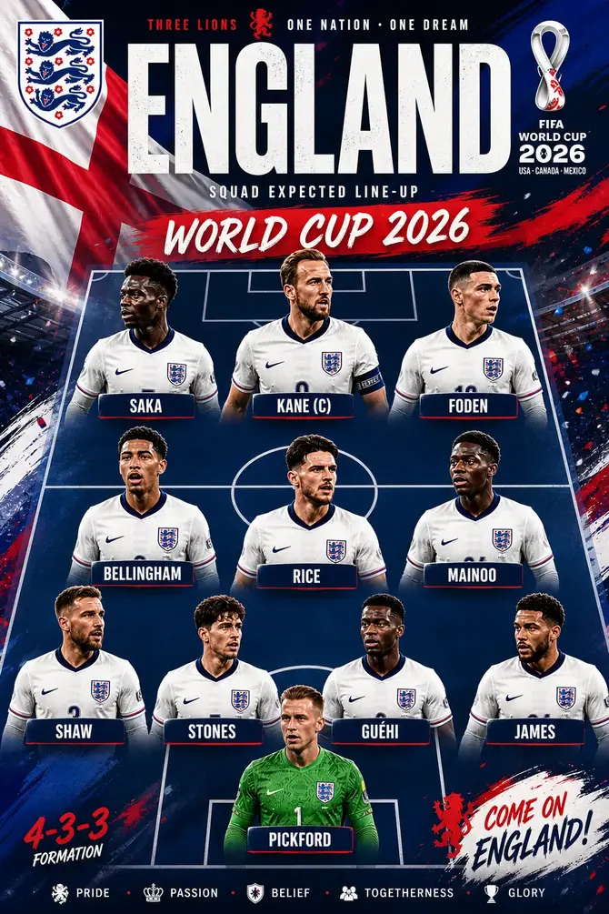 Đội hình dự kiến đội tuyển Anh tại World Cup 2026 – Chiều sâu đáng sợ
